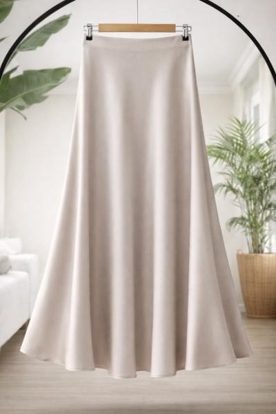 Bel gizli lastikli Saten Etek Bej SG2069