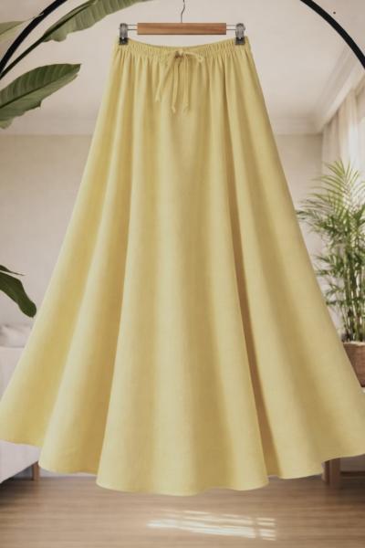 Bel lastikli keten Etek sarı SLT30367