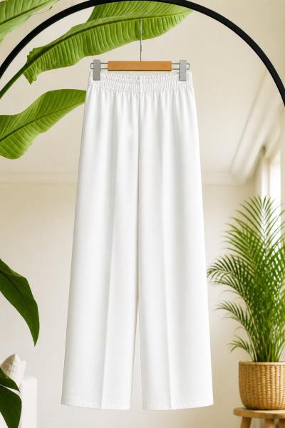 Bel lastikli Bolpaça Pantolon Beyaz SL2072