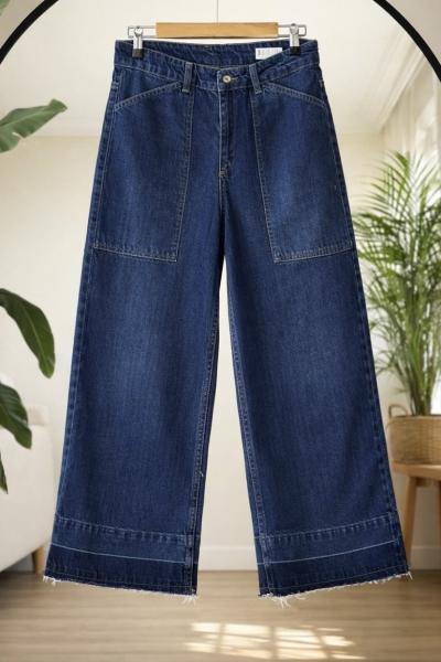 Cepli paça püsküllü Bolpaça Kot lacivert SL8091