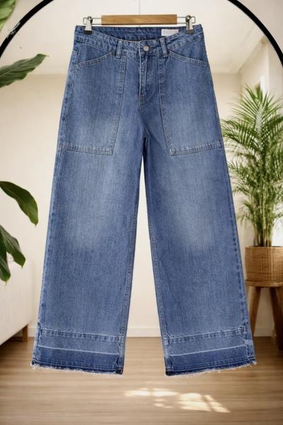 Cepli paça püsküllü Bolpaça kot Mavi SL8091