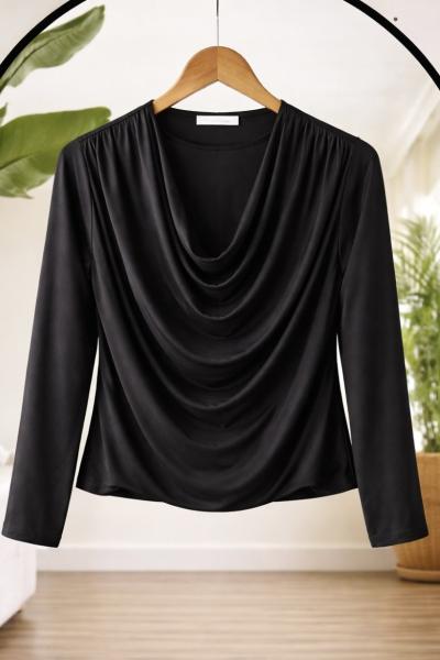 Degaje yaka Sendy Blüz Siyah SG2068