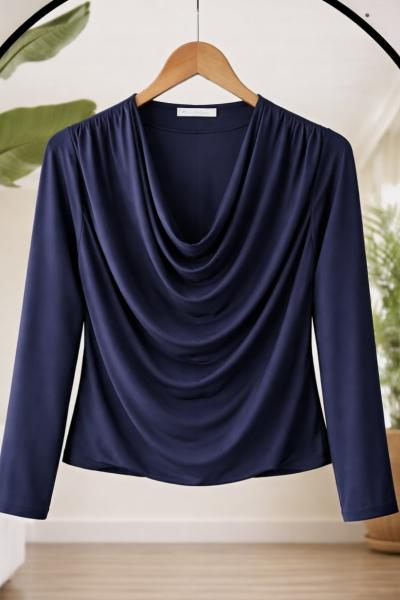 Degaje yaka Sendy Blüz lacivert SG2068