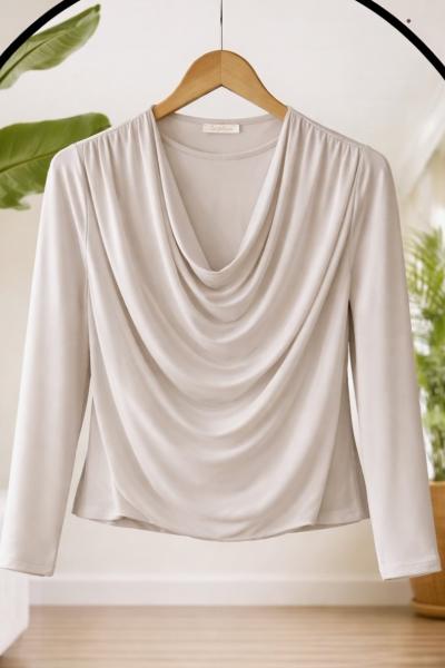 Degaje yaka Sendy Blüz Bej SG2068