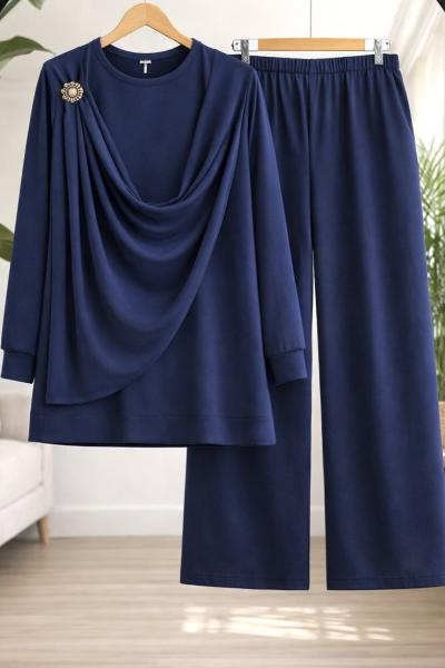 Dökümlü yaka Oysh Takım Lacivert TK2070