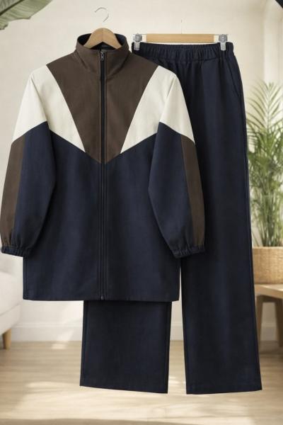 Fermuarlı Renk Geçişli Takım lacivert HT8086