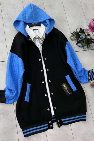 Kapitone detaylı kolejtipi ceket Mavi UMS1655
