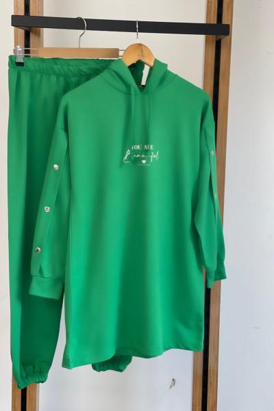 Kapşonlu Kol çıtçıtlı Takım Yeşil SLT30114