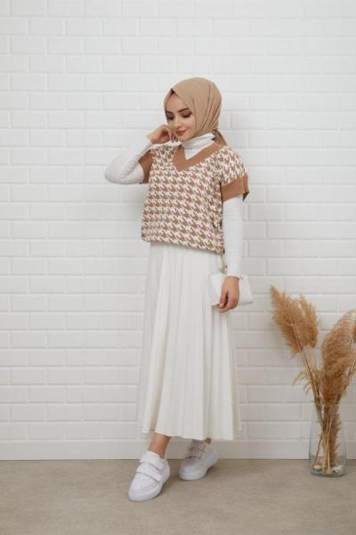 Kazayağı Triko Süveter Bej NFS14489