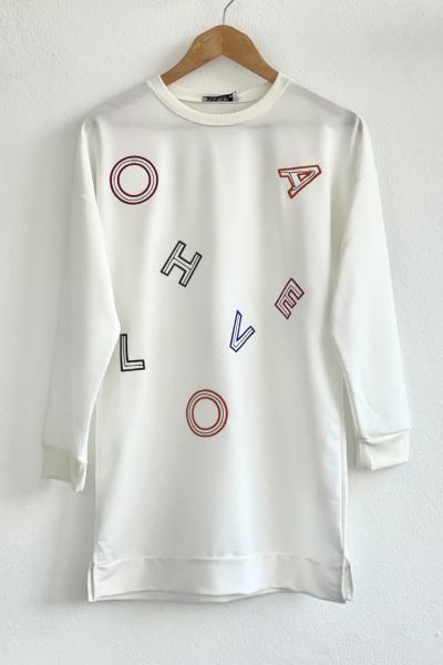 LOVE İki İplik tunik Beyaz ALR30171