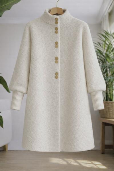 metal Düğmeli Uzun Sakallı Hırka Ekru SLT8052