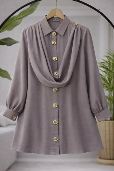 Omuzdan şal detaylı Tunik Vizon TCN40168