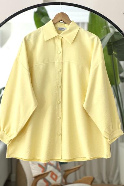 Seyyar kuşaklı salaş gömlek Tunik Sarı BK9521
