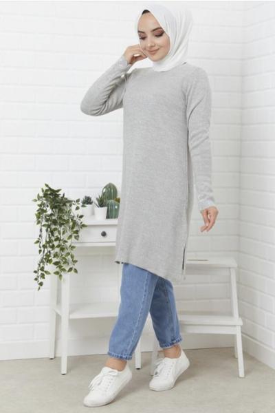 Simli kol taşlı triko Tunik Giry NFS14243