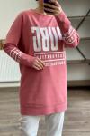 1277 pubc baskılı iki iplik sweatshirt Pembe