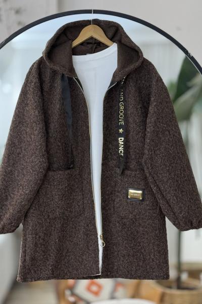 armalı kapşonlu Kaşe kap Kahve UMS50323