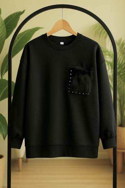 Cep taşve kürk Detaylı Tunik TB8033