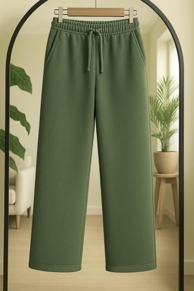 Cepli Bol Paca Üçiplik şardonlu Pantolon Yeşil SLT8042