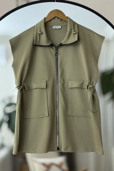 Cepli fermuarlı scuba yelek Yeşil BK9518