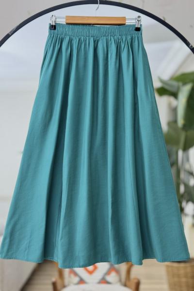 Cepli Tensel Kumaş Kiloş Etek Zümrüt yeşil NB4519