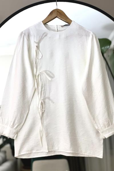 Fiyonk Detaylı Tunik Beyaz DST2036