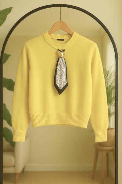 Fularlı Yumoş Kazak Sarı SLT8041