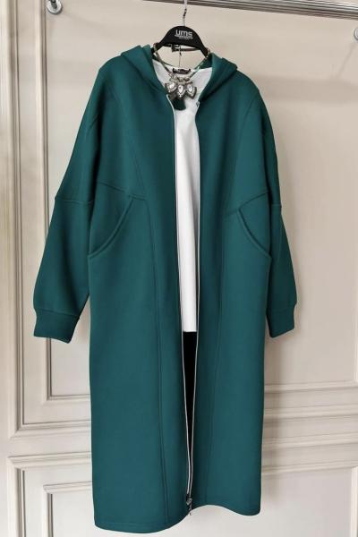 Kapşonlu fermuarlı Üçiplik Kap yeşil UMS50117