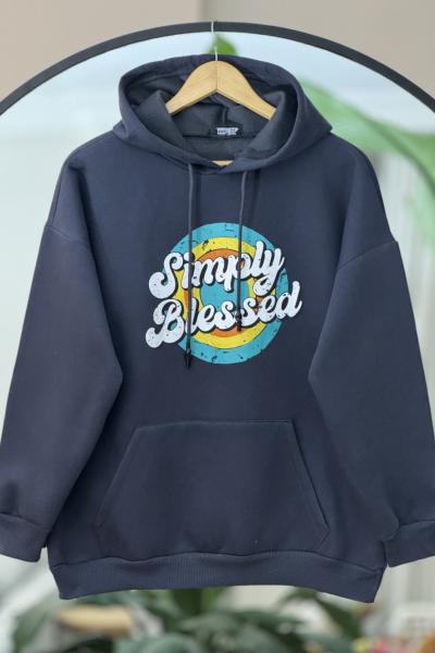 Kapşonlu kanguru cepli üçiplik Sweat antrasit SLT303340