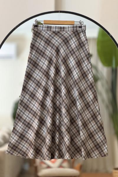 Kiloş Ekose etek Kahverengi SLT8039