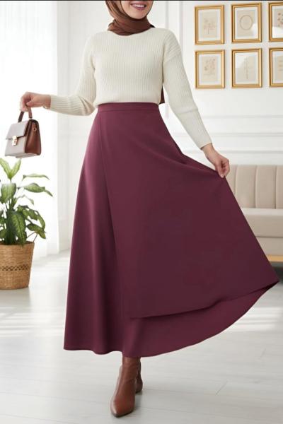 Kurvaze yandan bağlamalı Etek Bordo NW6065