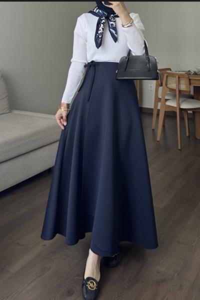 Kurvaze yandan bağlamalı Etek Lacivert NW6065