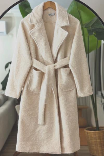 Kuşaklı cepli KaşeKap Bej UMS50330