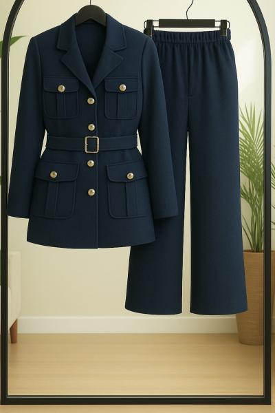 Metal Düğmeli pantolonlu Takım Lacivert UMS50335
