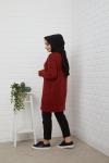 Şardonlu İnci Taşlı Triko Tunik Bordo NFS5066