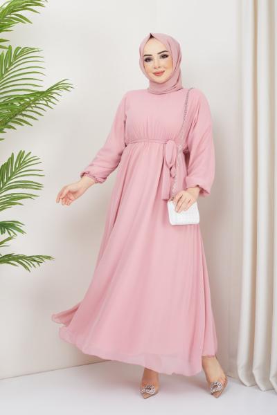 Şifon elbise Pembe TBT3062