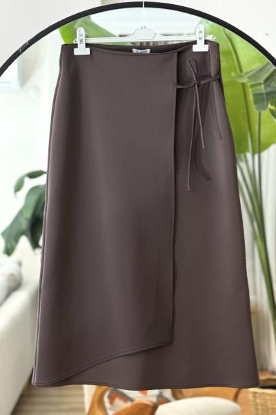 Yandan Bağlamalı Scuba Etek Kahve BK9527