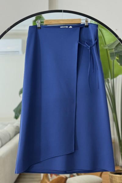 Yandan Bağlamalı Scuba Etek Lacivert BK9527