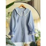 Bebe yaka dantel detaylı Tunik Mavi NEW30290