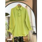 Fırfır Detaylı Keten Ayrobin Tunik Yağyeşil NEW30297