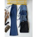 İspanyol paça Bel lastikli Kot pantolon Lacivert SLT30233