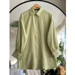 Kal bağcıklı dokuma Keten ayrobin Tunik Gömlek NEW30302