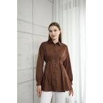 Kalp Kemerli Kloş Tunik Kahverengi DST30298