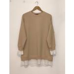 Kol etek ucu dantelli tunik Bej SLT30158