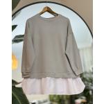 OSHO Eteği Beyaz parçalı Tunik Gri DST3285